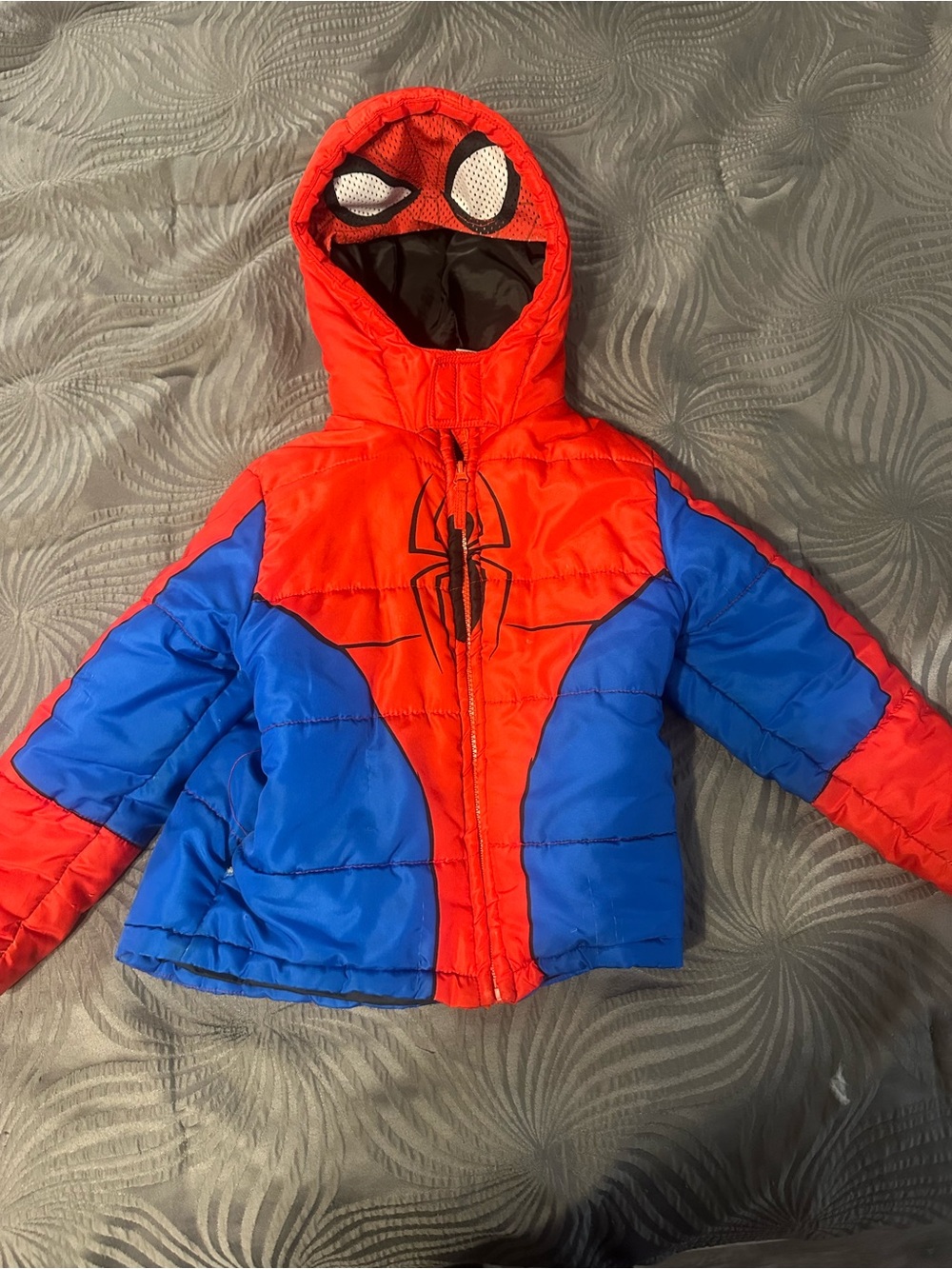Carter's Red and Blue Spider-Themed Hooded Puffer Jacket